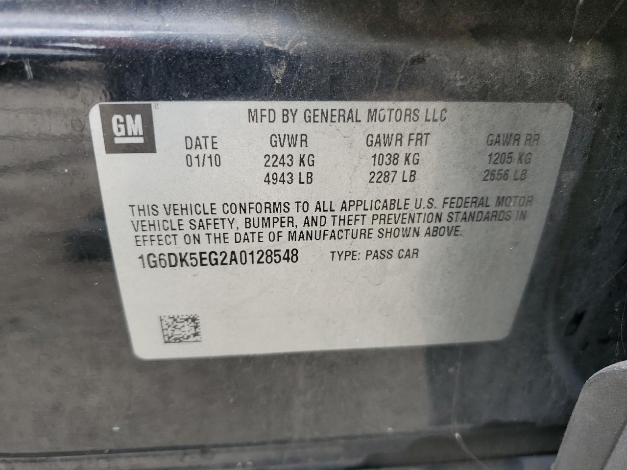 2010 Cadillac Cts Performance Collection VIN: 1G6DK5EG2A0128548 Lot: 55623815