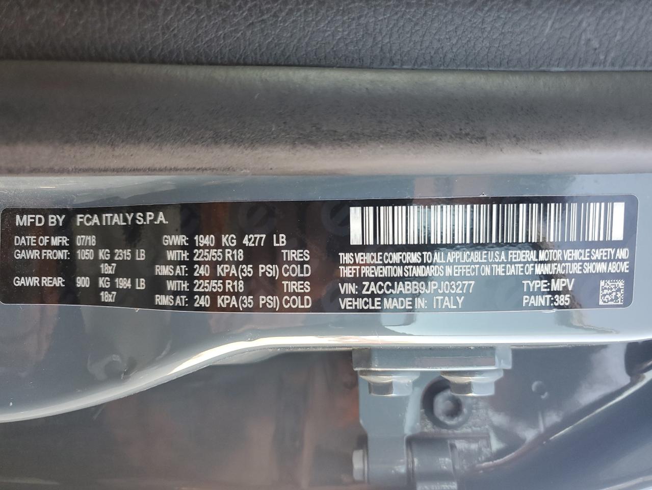 2018 Jeep Renegade Latitude VIN: ZACCJABB9JPJ03277 Lot: 56386315