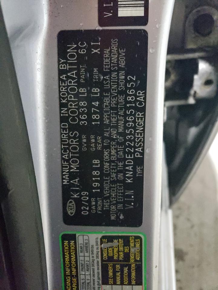 2009 Kia Rio Base VIN: KNADE223596518652 Lot: 56645555