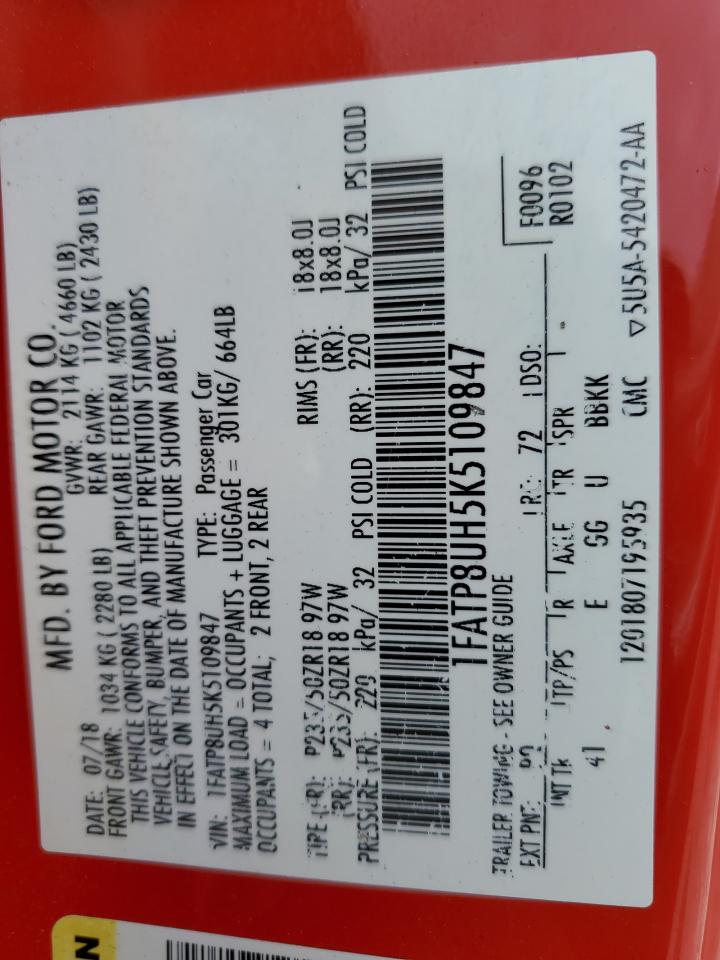 2019 Ford Mustang VIN: 1FATP8UH5K5109847 Lot: 56287815