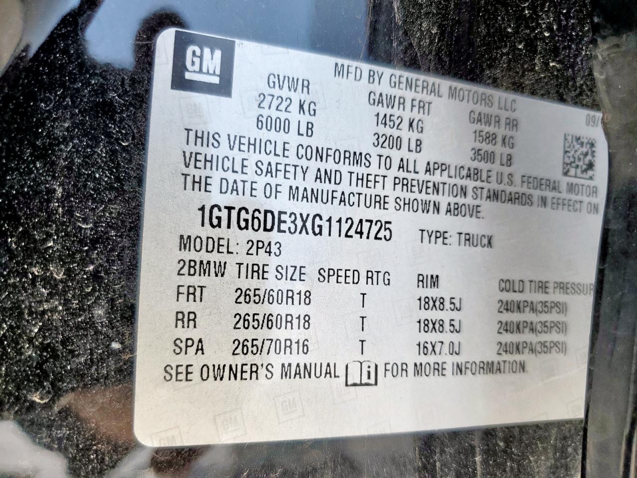 2016 GMC Canyon Slt VIN: 1GTG6DE3XG1124725 Lot: 58345665