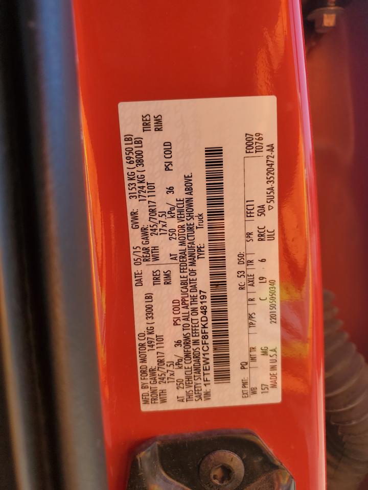 2015 Ford F150 Supercrew VIN: 1FTEW1CF8FKD48197 Lot: 58140085