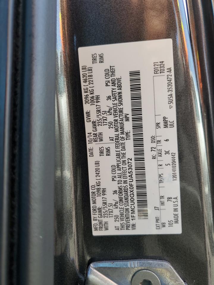 2015 Ford Escape Se VIN: 1FMCU0GX0FUA53072 Lot: 56256395