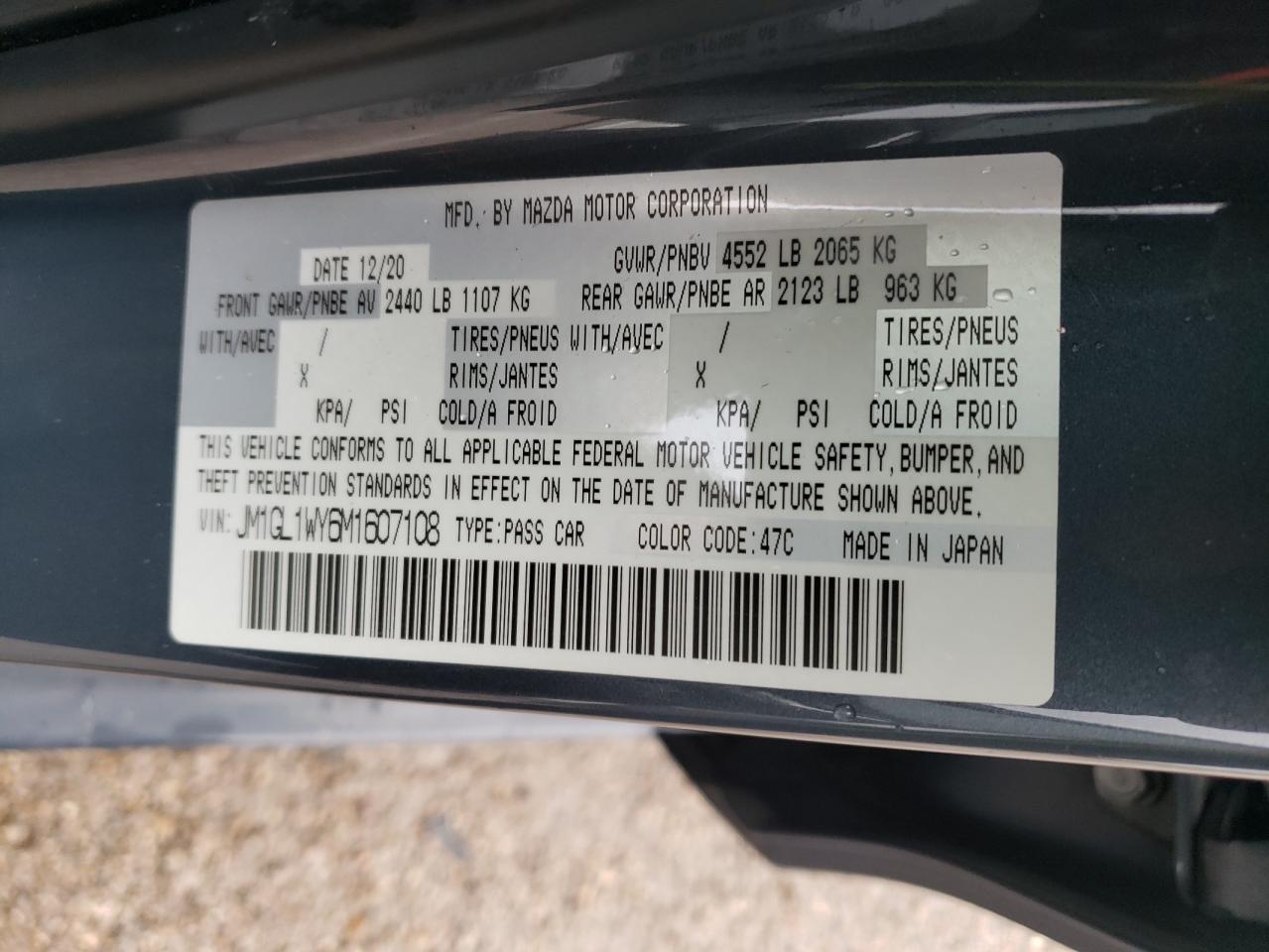 2021 Mazda 6 Grand Touring Reserve VIN: JM1GL1WY6M1607108 Lot: 55616065