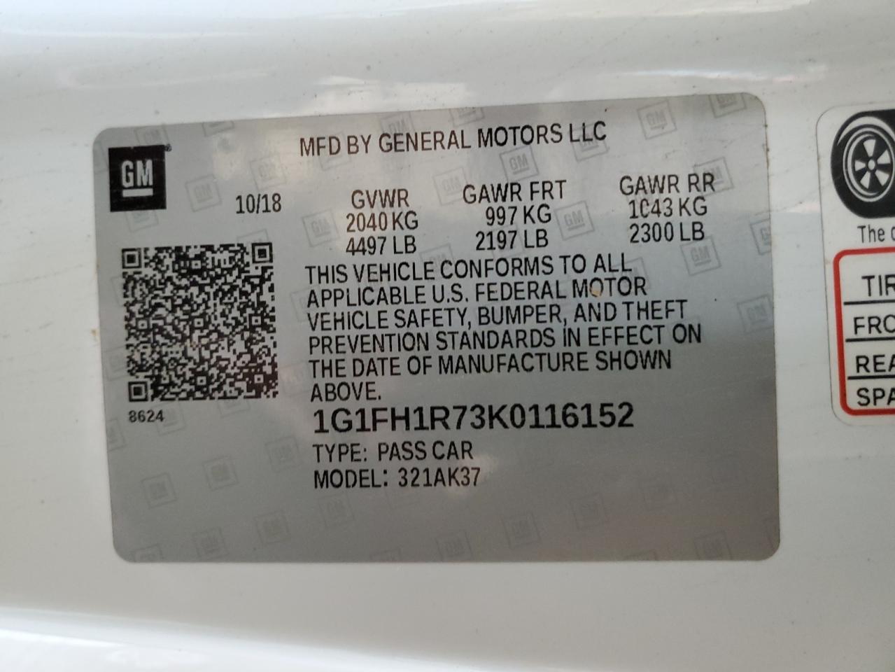 2019 Chevrolet Camaro Ss VIN: 1G1FH1R73K0116152 Lot: 57333995