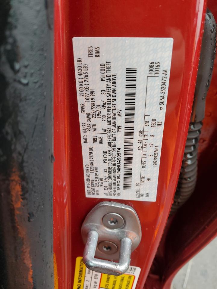 2022 Ford Escape Titanium VIN: 1FMCU9J94NUA90574 Lot: 56940865