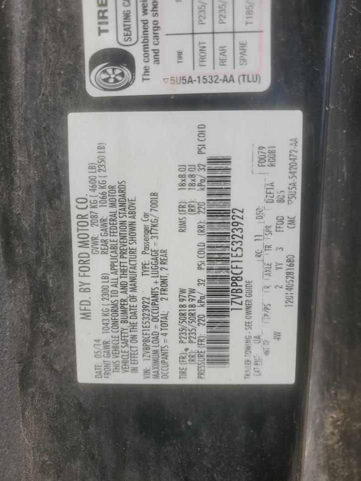 2014 Ford Mustang Gt VIN: 1ZVBP8CF1E5323922 Lot: 56954165