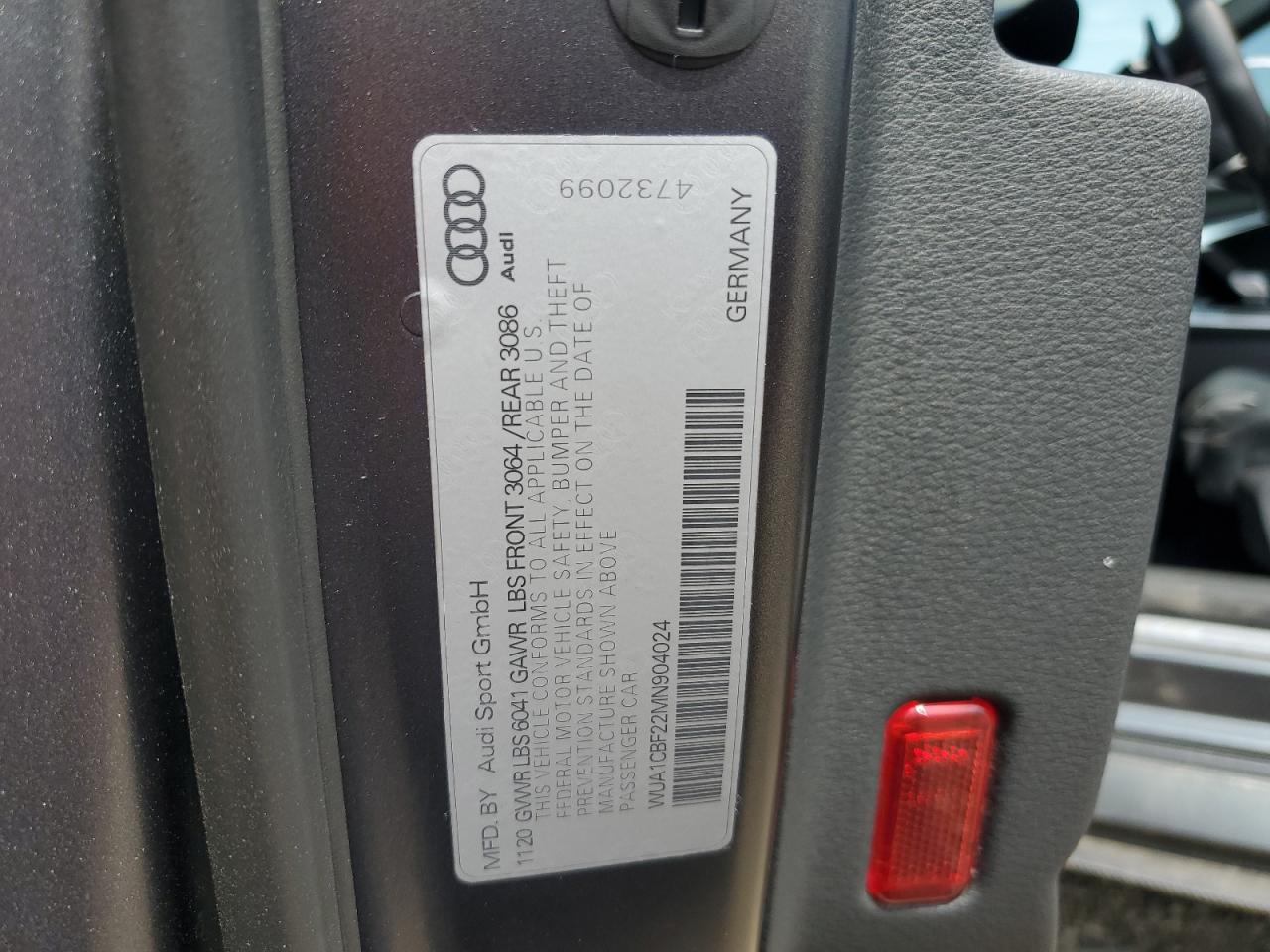 2021 Audi Rs6 VIN: WUA1CBF22MN904024 Lot: 57247635