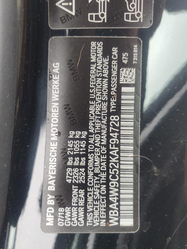 2019 BMW 440Xi VIN: WBA4W9C52KAF94728 Lot: 56696245