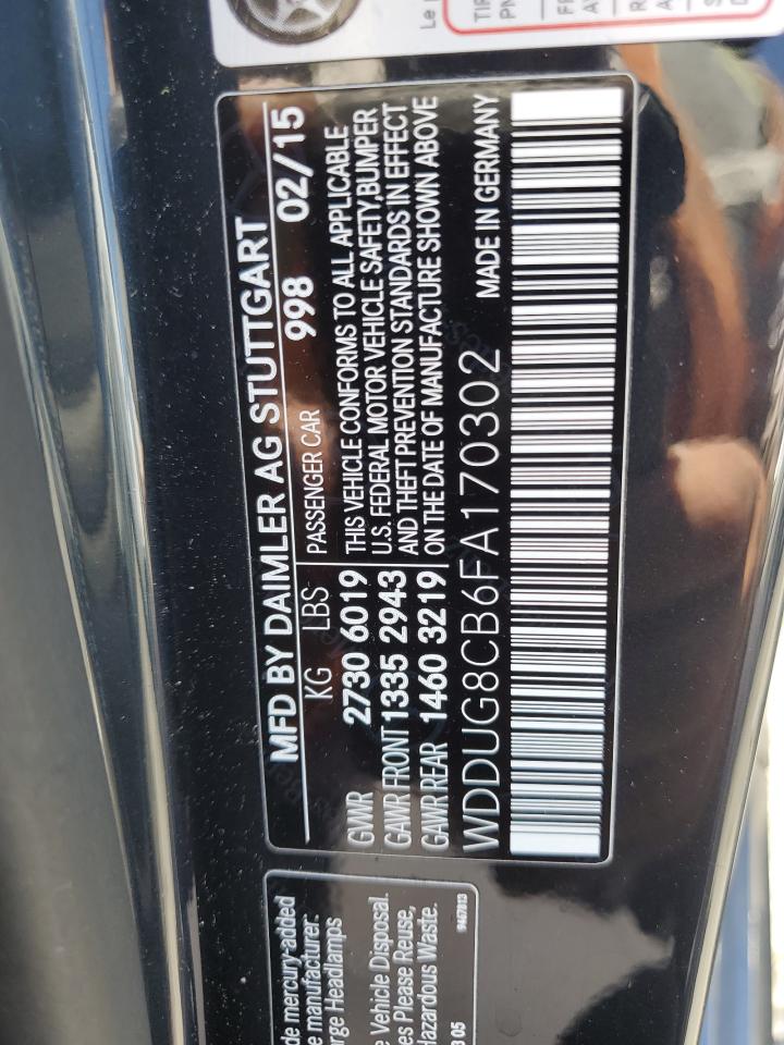 2015 Mercedes-Benz S 550 VIN: WDDUG8CB6FA170302 Lot: 57127035