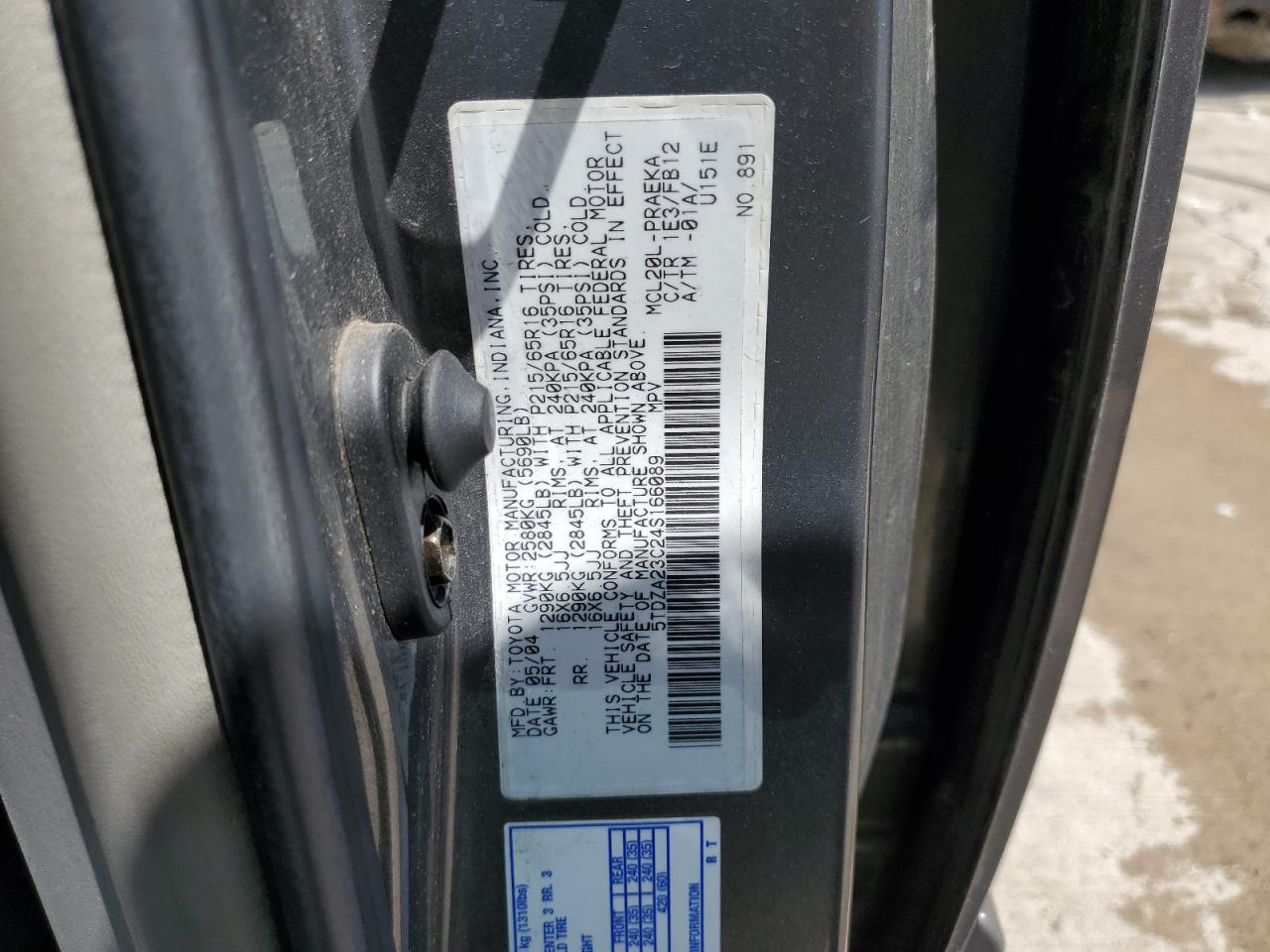 2004 Toyota Sienna Ce VIN: 5TDZA23C24S166089 Lot: 89522985