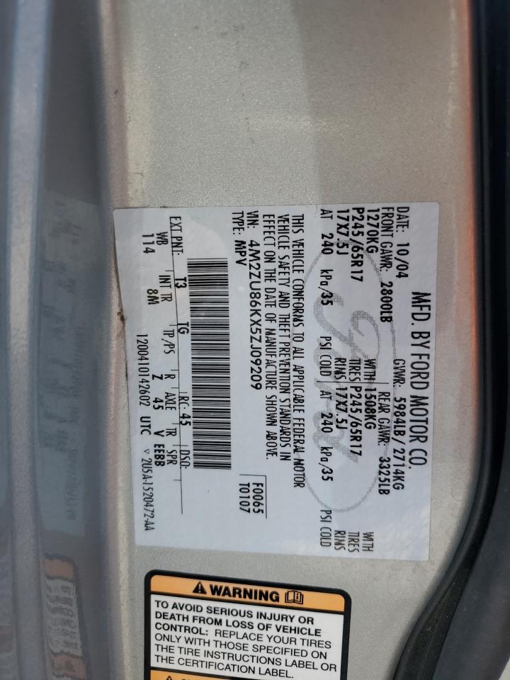 2005 Mercury Mountaineer VIN: 4M2ZU86KX5ZJ09209 Lot: 58049575