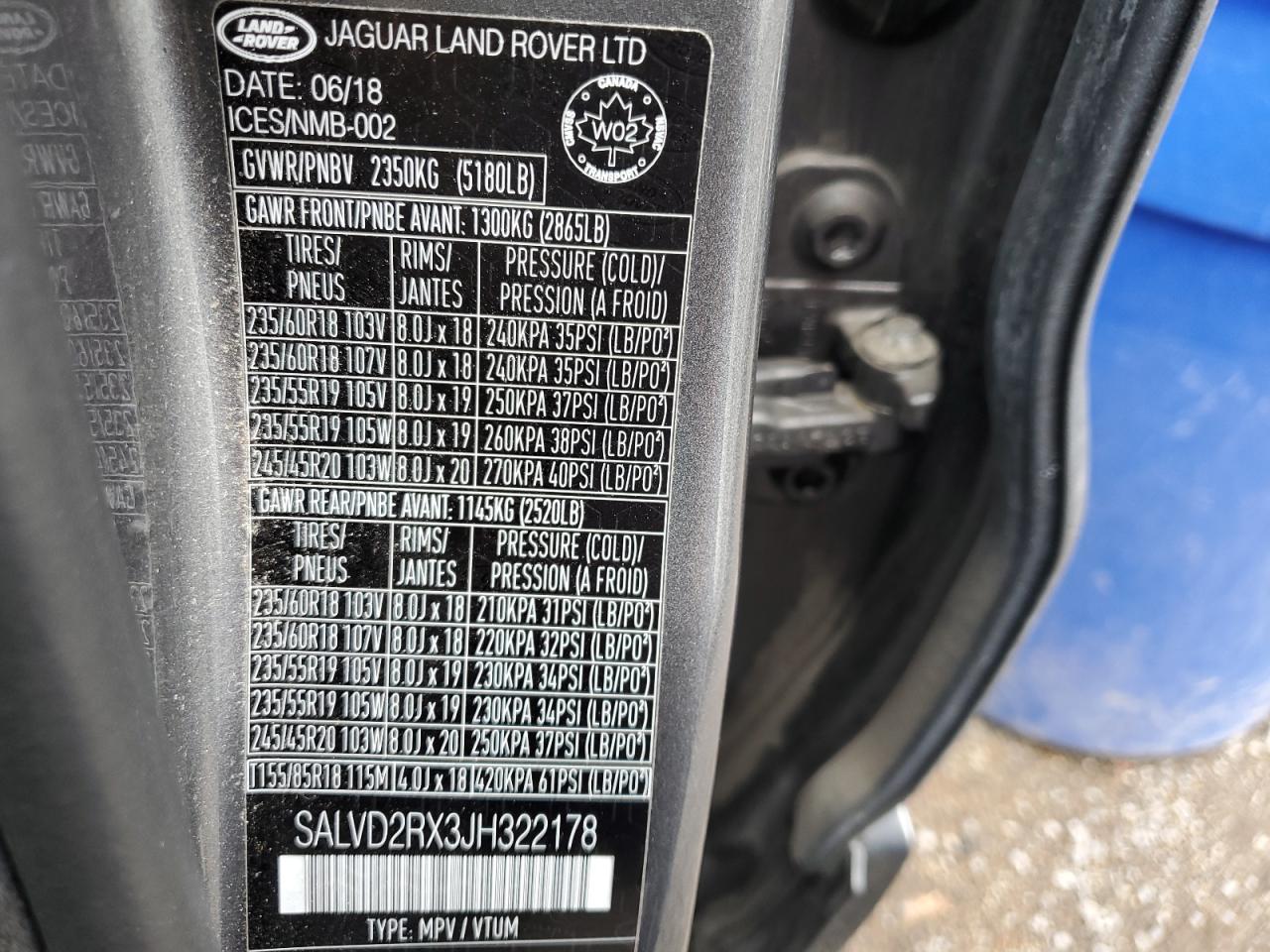 2018 Land Rover Range Rover Evoque Hse Dynamic VIN: SALVD2RX3JH322178 Lot: 58388105