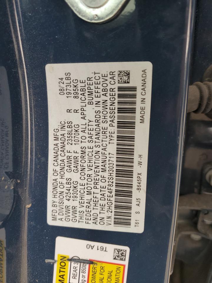 2025 Honda Civic Sport VIN: 2HGFE4F82SH303717 Lot: 80199505