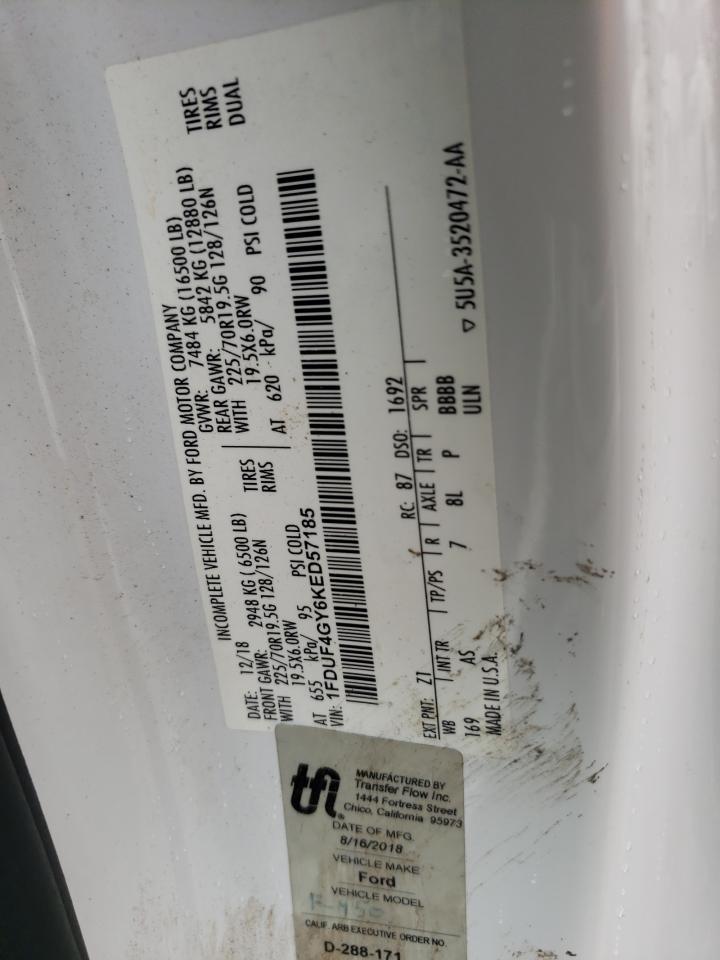 2019 Ford F450 Super Duty VIN: 1FDUF4GY6KED57185 Lot: 57164585