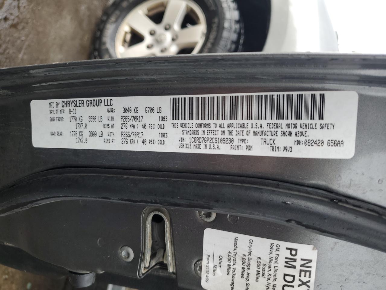 2012 Dodge Ram 1500 Slt VIN: 1C6RD7GP2CS109230 Lot: 55938465