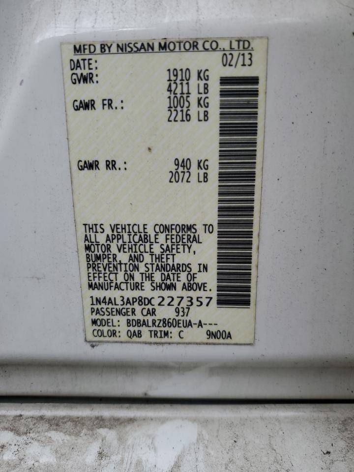2013 Nissan Altima 2.5 VIN: 1N4AL3AP8DC227357 Lot: 56640235
