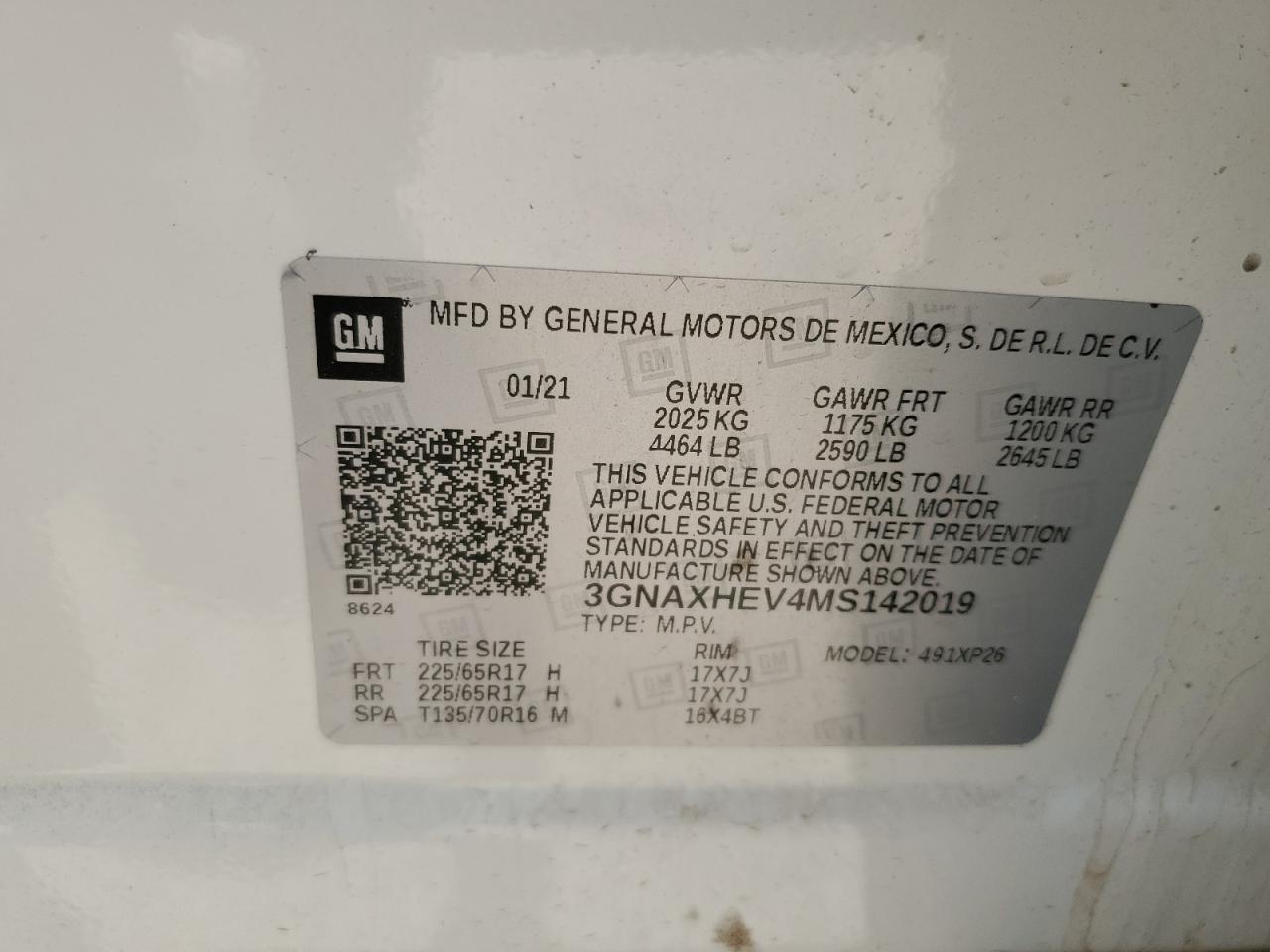 2021 Chevrolet Equinox Ls VIN: 3GNAXHEV4MS142019 Lot: 54956035