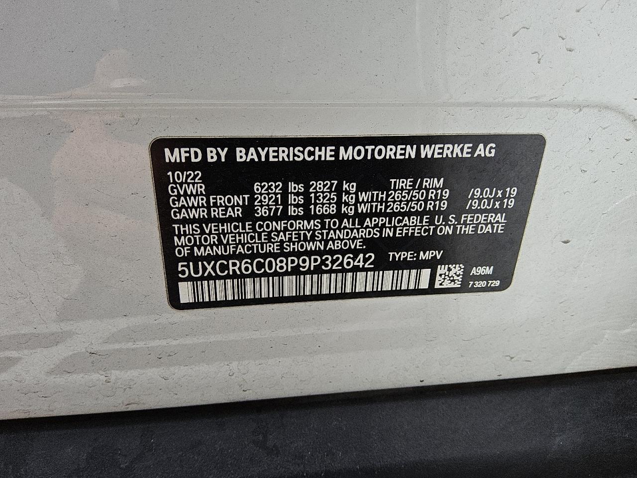 2023 BMW X5 xDrive40I VIN: 5UXCR6C08P9P32642 Lot: 56059525