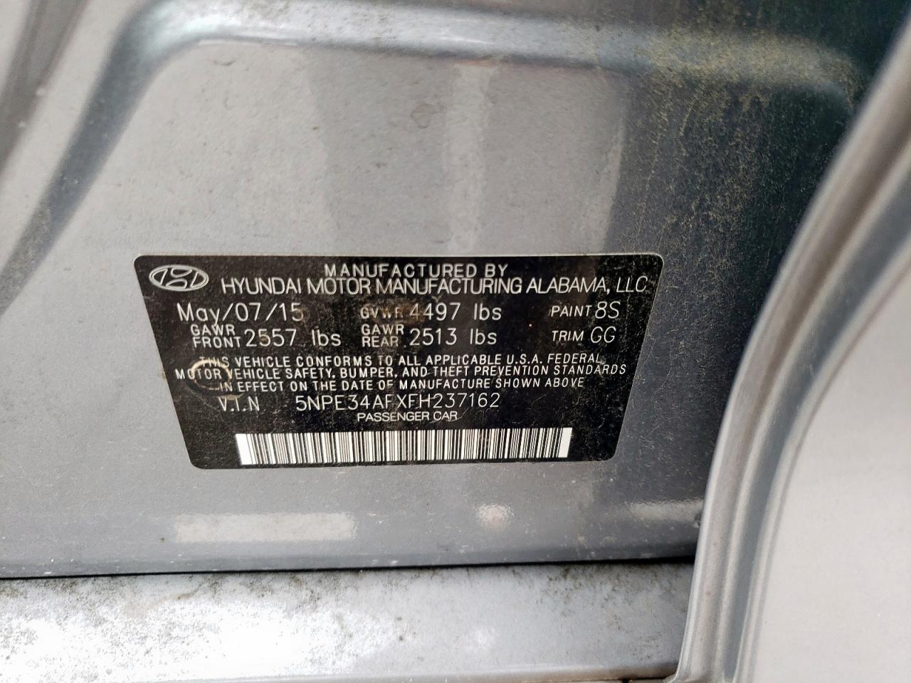 2015 Hyundai Sonata Sport VIN: 5NPE34AFXFH237162 Lot: 55971945