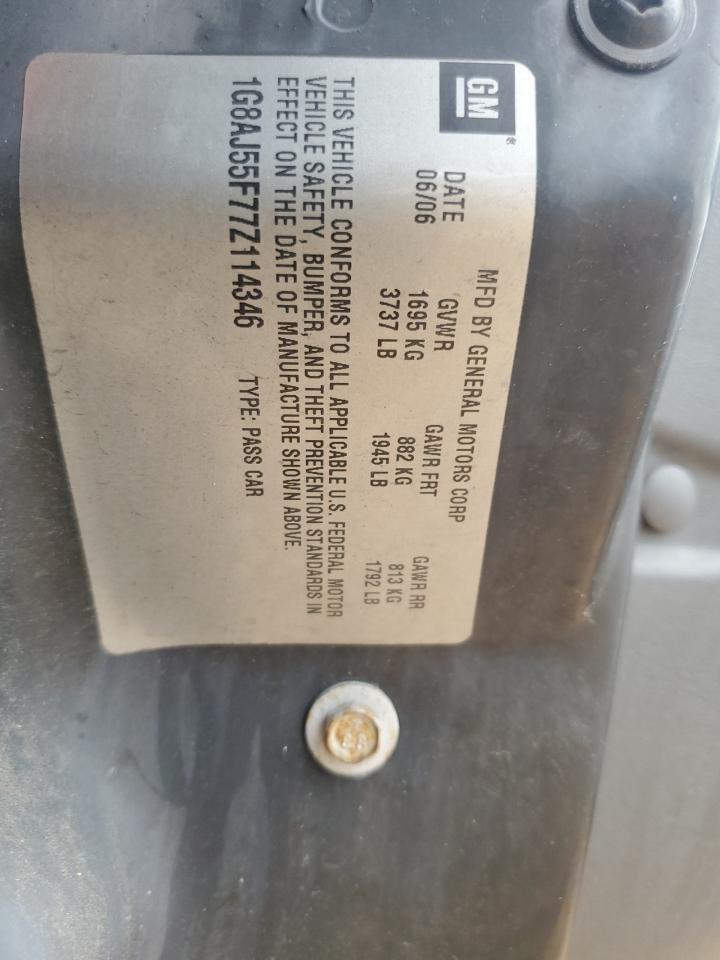 2007 Saturn Ion Level 2 VIN: 1G8AJ55F77Z114346 Lot: 56303785