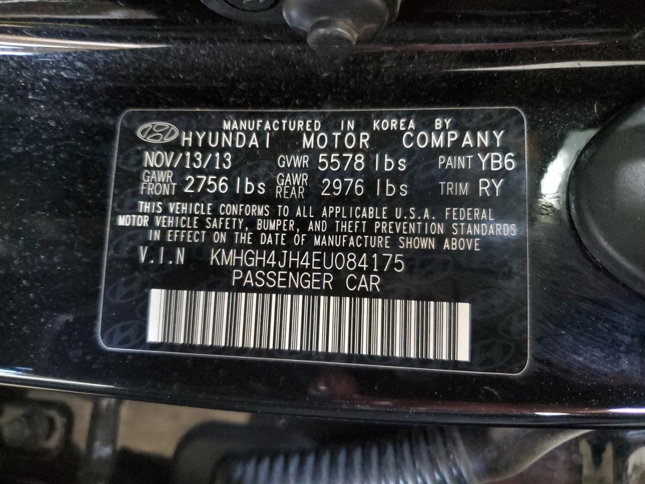 2014 Hyundai Equus Signature VIN: KMHGH4JH4EU084175 Lot: 56193605