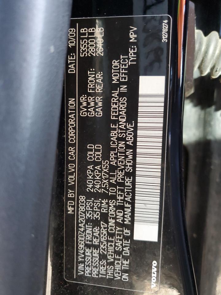 2010 Volvo Xc60 3.2 VIN: YV4960DZ4A2078038 Lot: 57136785