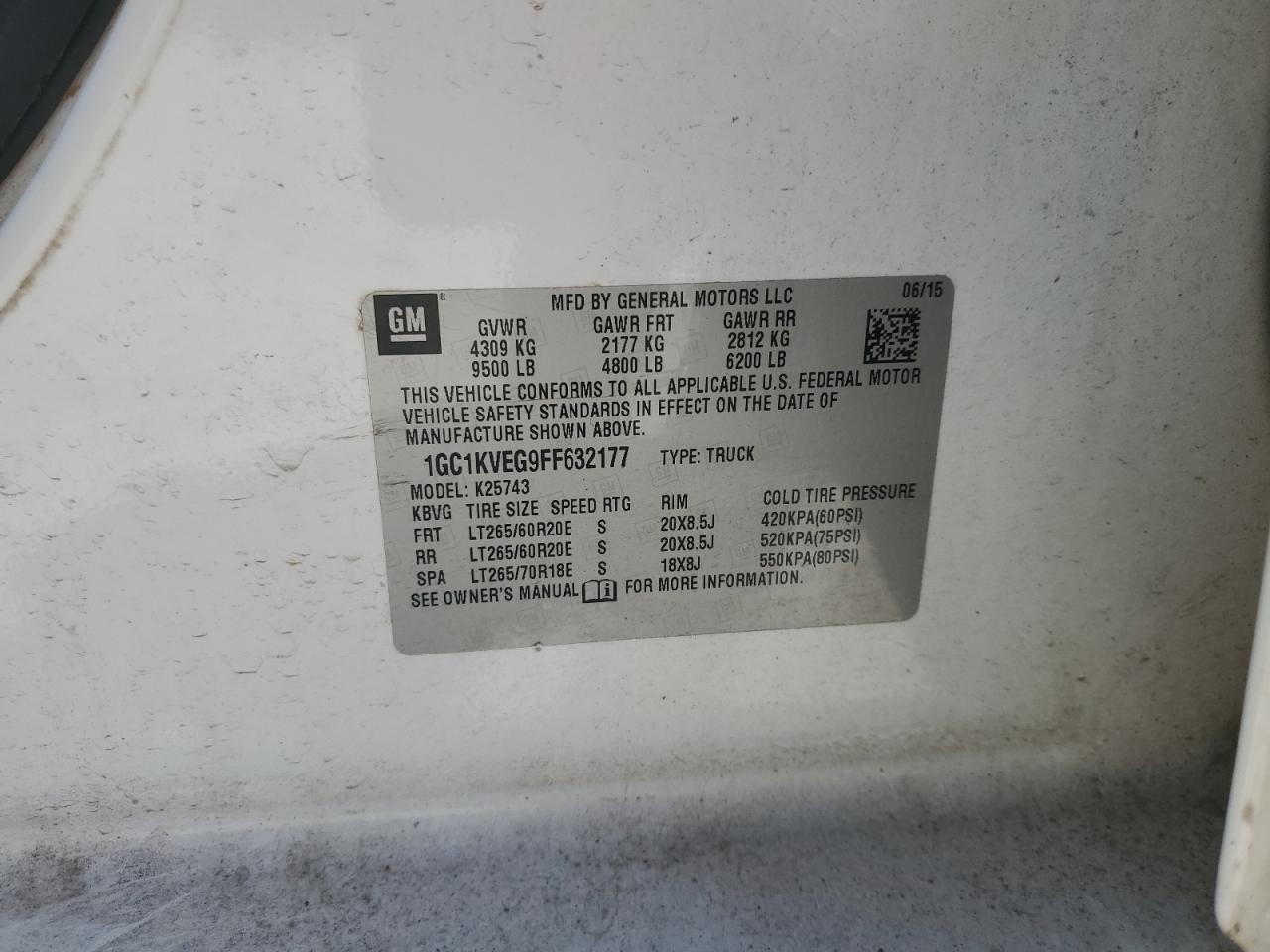 2015 Chevrolet Silverado K2500 Heavy Duty Lt VIN: 1GC1KVEG9FF632177 Lot: 57947215