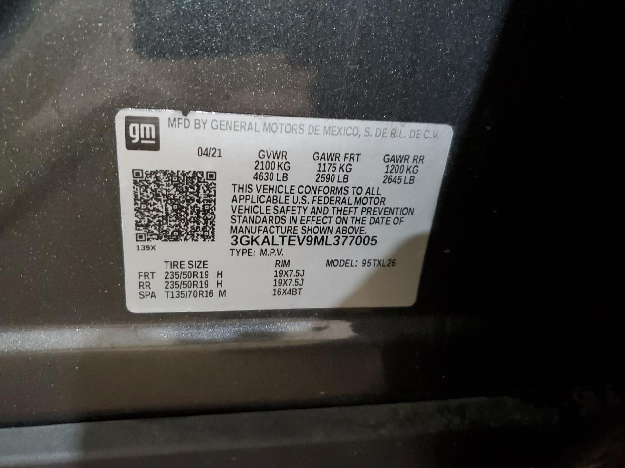 2021 GMC Terrain Sle VIN: 3GKALTEV9ML377005 Lot: 56672755