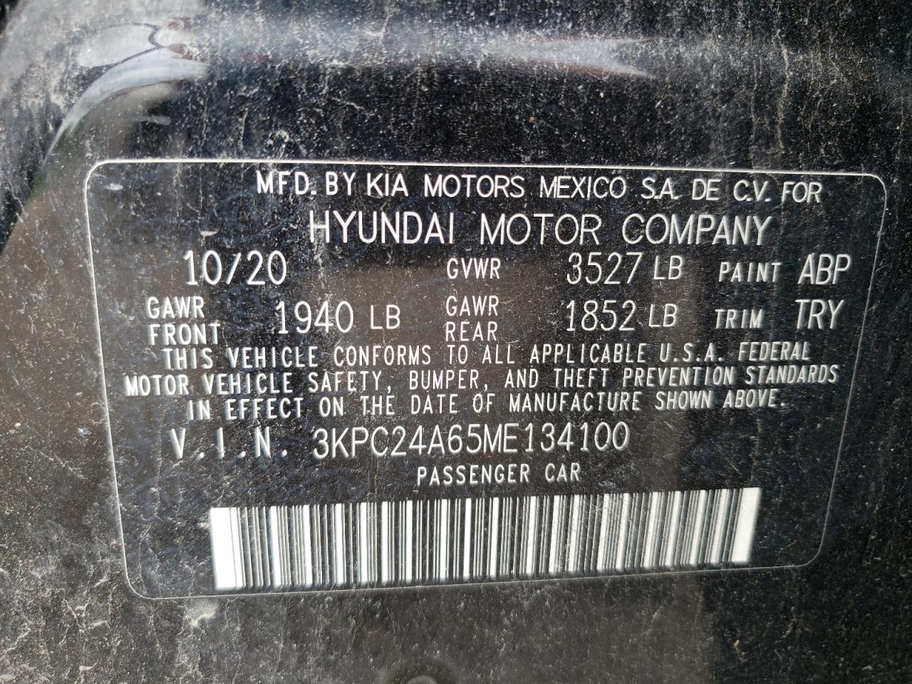 2021 Hyundai Accent Se VIN: 3KPC24A65ME134100 Lot: 56774905