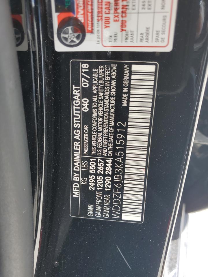 2019 Mercedes-Benz E 450 4Matic VIN: WDDZF6JB3KA515912 Lot: 56848545