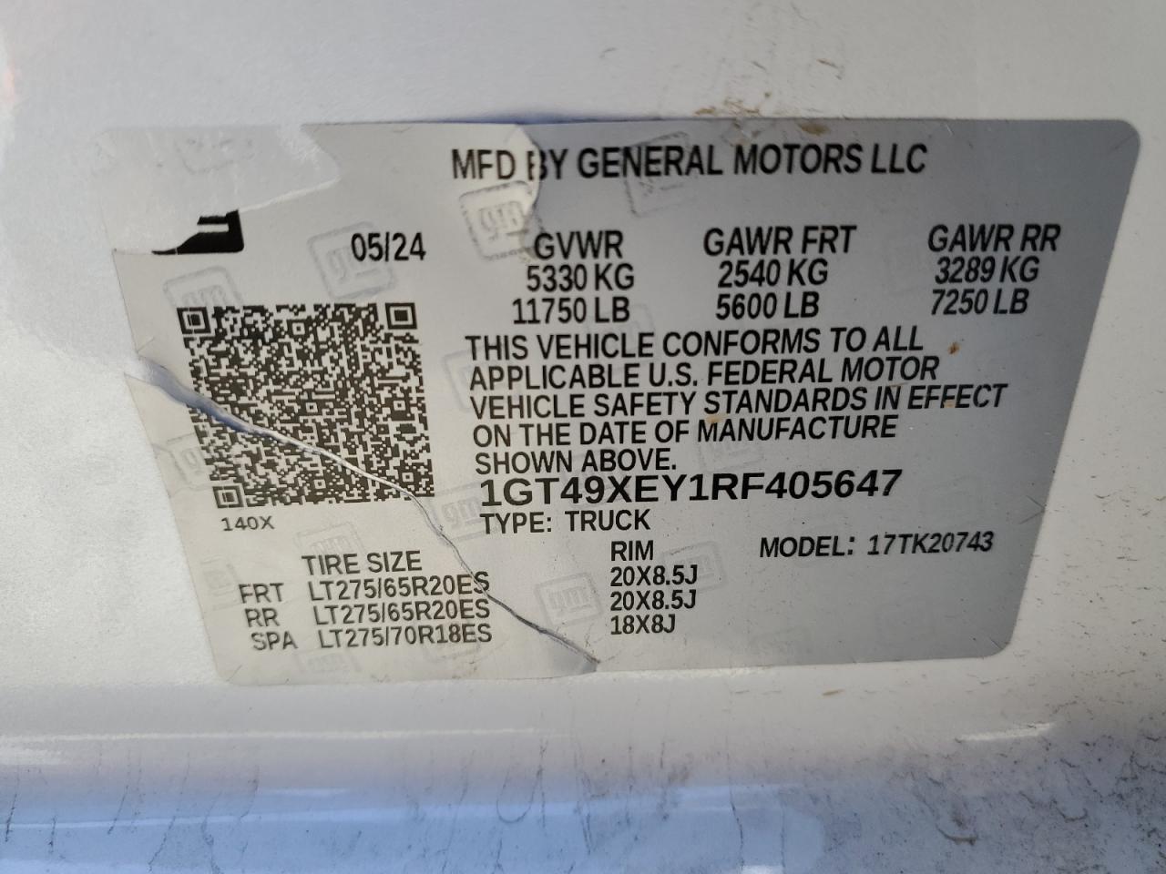 2024 GMC Sierra K2500 Denali Ultimate VIN: 1GT49XEY1RF405647 Lot: 56950565