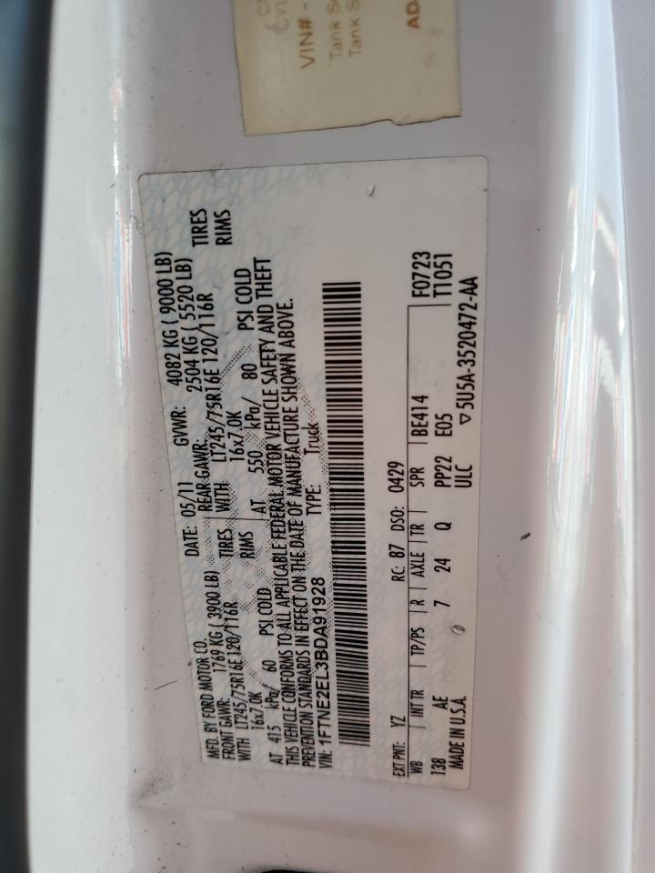 2011 Ford Econoline E250 Van VIN: 1FTNE2EL3BDA91928 Lot: 56376865