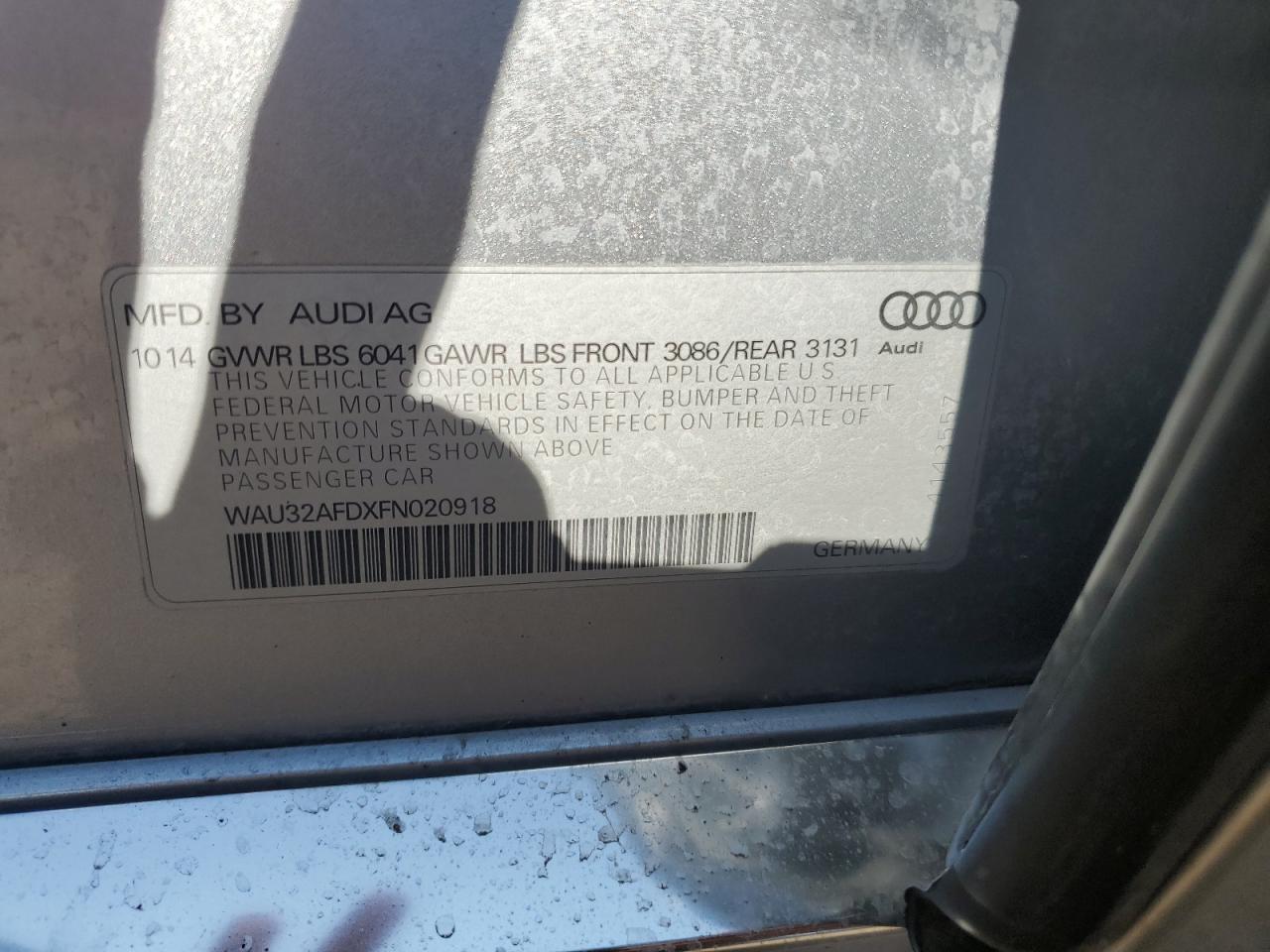 2015 Audi A8 L Quattro VIN: WAU32AFDXFN020918 Lot: 56711155