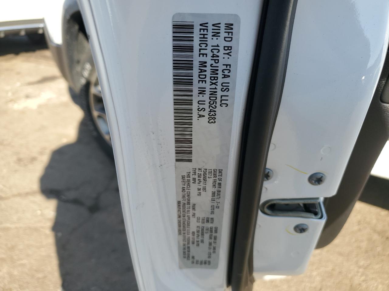 2022 Jeep Cherokee Trailhawk VIN: 1C4PJMBX1ND524383 Lot: 56370805