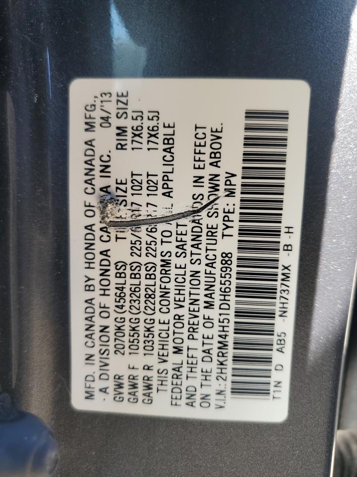 2013 Honda Cr-V Ex VIN: 2HKRM4H51DH655988 Lot: 57235875