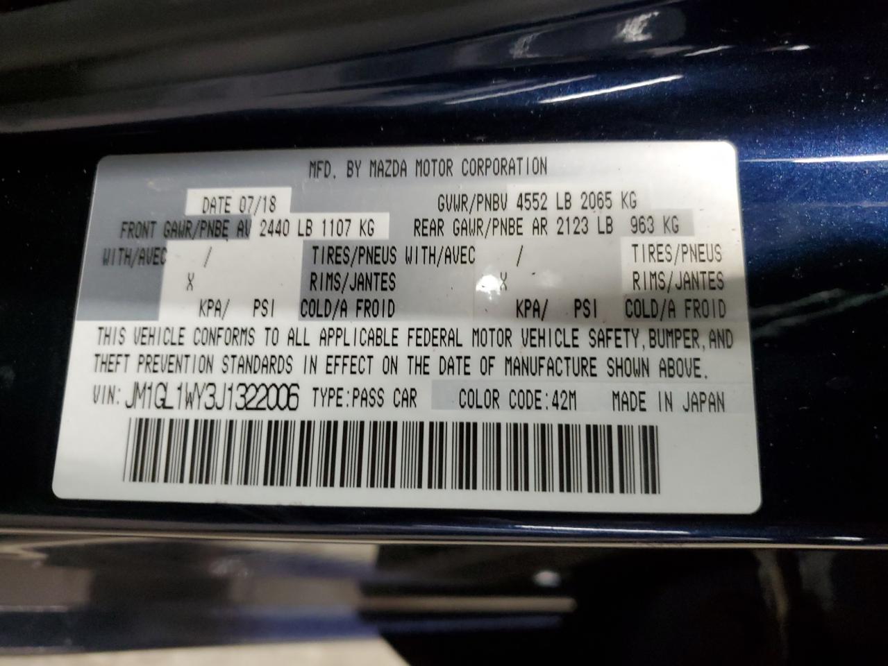 2018 Mazda 6 Grand Touring Reserve VIN: JM1GL1WY3J1322006 Lot: 59113925