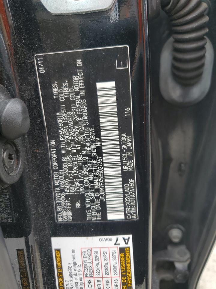 2011 Lexus Gx 460 VIN: JTJBM7FX5B5027367 Lot: 57278935