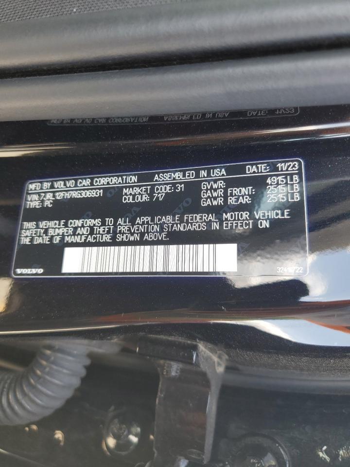 2024 Volvo S60 Plus VIN: 7JRL12FH7RG306931 Lot: 55681135