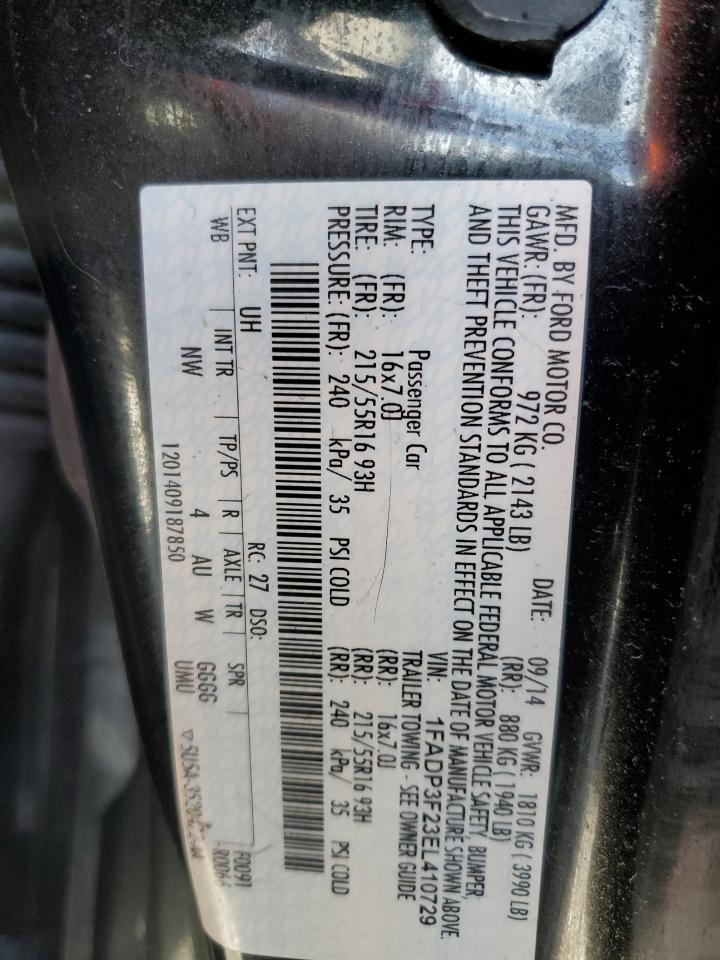 2014 Ford Focus Se VIN: 1FADP3F23EL410729 Lot: 56626165