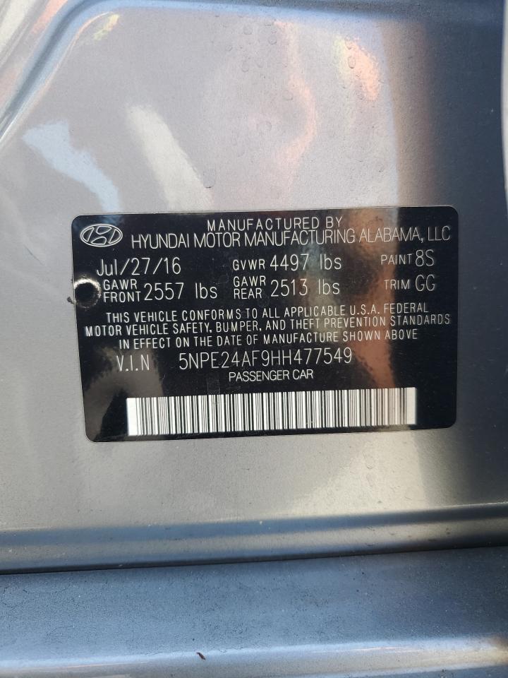 2017 Hyundai Sonata Se VIN: 5NPE24AF9HH477549 Lot: 57172315