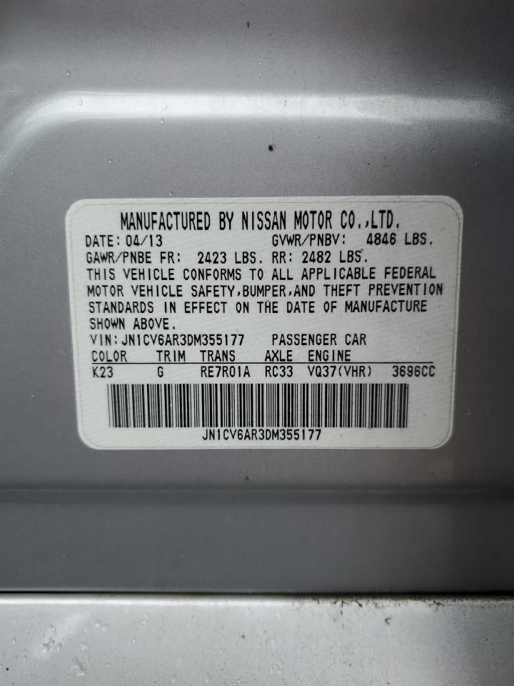 2013 Infiniti G37 VIN: JN1CV6AR3DM355177 Lot: 58194355