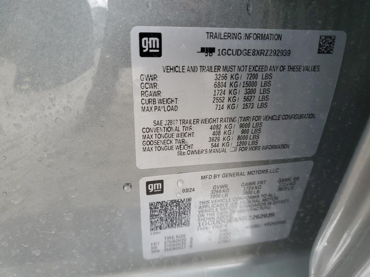 CHEVROLET ALL Models 2024 VIN 1GCUDGE8XRZ292939 фото 12