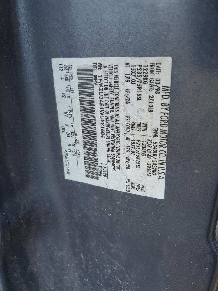 1998 Ford Explorer VIN: 1FMZU34E4WUB81684 Lot: 56475745