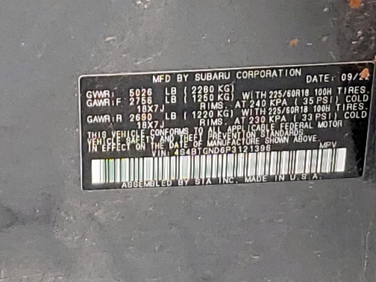 2023 Subaru Outback Limited Xt VIN: 4S4BTGND6P3121396 Lot: 57266775