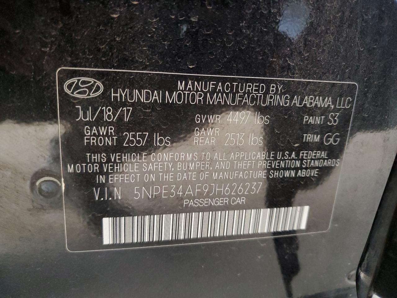 2018 Hyundai Sonata Sport VIN: 5NPE34AF9JH626237 Lot: 58508675