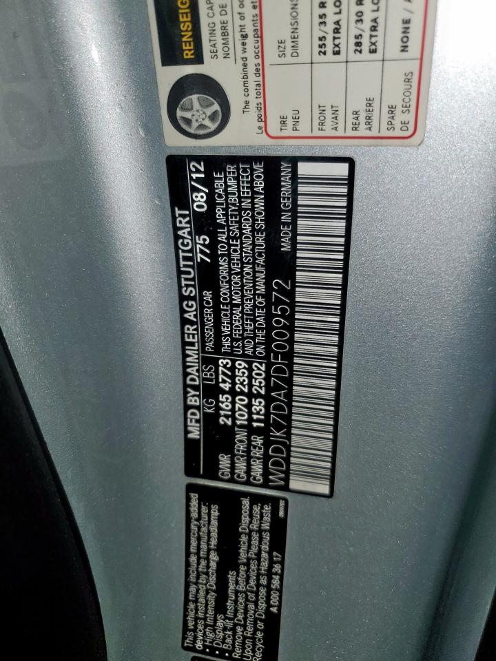 2013 Mercedes-Benz Sl 550 VIN: WDDJK7DA7DF009572 Lot: 57172385