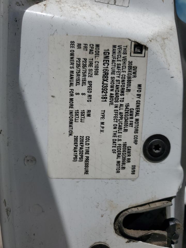 1999 Chevrolet Suburban C1500 VIN: 1GNEC16R8XJ392181 Lot: 56622675