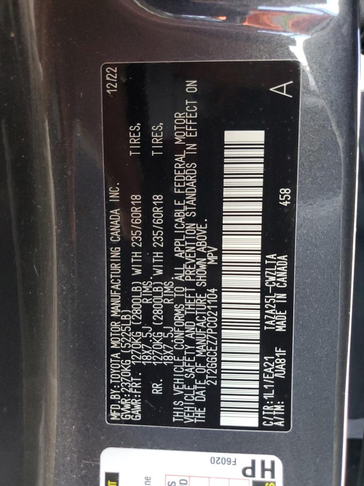 2023 Lexus Nx 350 VIN: 2T2GGCEZ7PC021104 Lot: 56663355