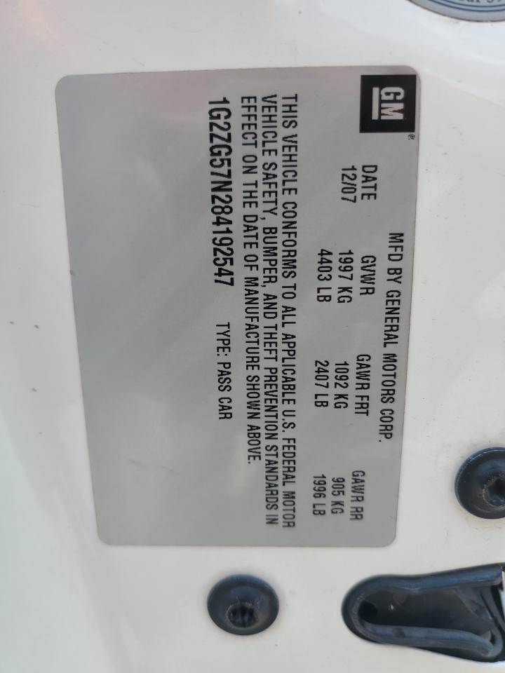 2008 Pontiac G6 Base VIN: 1G2ZG57N284192547 Lot: 55837495
